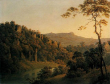 Копия картины "view in matlock dale, looking towards black rock escarpment" художника "райт джозеф"