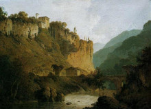 Картина "convent of san-cosimato and part of the claudian aqueduct near vicovaro in the roman campagna" художника "райт джозеф"