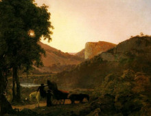 Репродукция картины "landscape with figures and a tilted cart, matlock hogh tor in the distance" художника "райт джозеф"