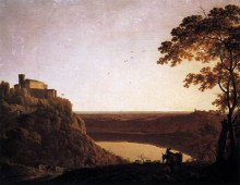 Репродукция картины "view of the lake of nemi" художника "райт джозеф"