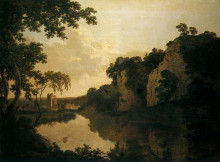 Копия картины "landscape with dale abbey" художника "райт джозеф"