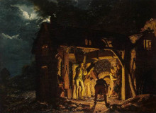 Копия картины "the blacksmith&#39;s shop, 18th century" художника "райт джозеф"