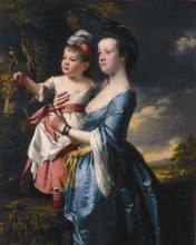 Картина "portrait of sarah carver and her daughter sarah" художника "райт джозеф"