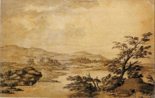 Картина "landscape study development from a blot" художника "райт джозеф"