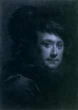 Копия картины "self-portrait in a black feathered hat" художника "райт джозеф"