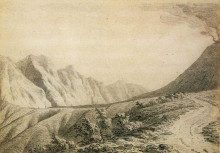 Репродукция картины "study of the terrain near vesuvius" художника "райт джозеф"