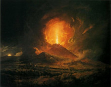 Репродукция картины "an eruption of vesuvius, seen from portici" художника "райт джозеф"