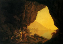 Репродукция картины "a grotto in the kingdom of naples, with banditti" художника "райт джозеф"