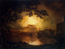 Картина "firework display at the castel sant&#39; angelo in rome" художника "райт джозеф"
