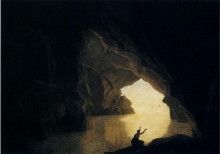 Копия картины "a grotto in the gulf of salernum, with the figure of julia, banished from rome" художника "райт джозеф"