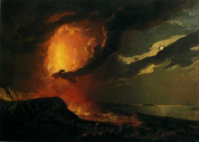 Репродукция картины "vesuvius in eruption, with a view over the islands in the bay of naples" художника "райт джозеф"