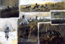Репродукция картины "western montage" художника "рассел чарльз марион"