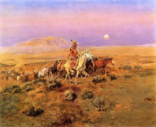 Копия картины "the horse thieves" художника "рассел чарльз марион"