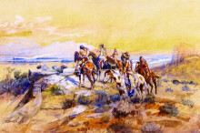 Картина "watching the iron horse" художника "рассел чарльз марион"