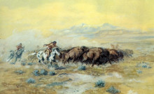 Копия картины "the buffalo hunt" художника "рассел чарльз марион"