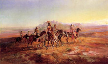 Картина "sun river war party" художника "рассел чарльз марион"