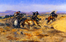 Копия картины "when cowboys get in trouble" художника "рассел чарльз марион"