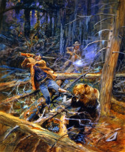 Копия картины "a wounded grizzly" художника "рассел чарльз марион"