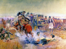 Картина "bronc for breakfast" художника "рассел чарльз марион"