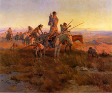 Картина "in the wake of the buffalo hunters" художника "рассел чарльз марион"