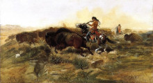 Репродукция картины "wild meat for wild men" художника "рассел чарльз марион"