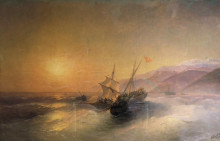 Копия картины "взятие русскими матросами турецкой лодки" художника "айвазовский иван"