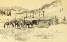 Копия картины "where i learned the diamond hitch - the old hoover ranch on the south fork of the judith" художника "рассел чарльз марион"