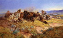 Копия картины "buffalo hunt no.40" художника "рассел чарльз марион"