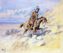 Репродукция картины "indian on horseback" художника "рассел чарльз марион"