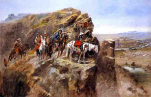 Репродукция картины "indians on a bluff surveying general miles&#39; troops" художника "рассел чарльз марион"