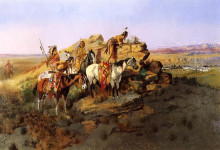 Картина "watching the settlers" художника "рассел чарльз марион"