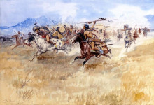 Копия картины "the battle between the blackfeet and the piegans" художника "рассел чарльз марион"