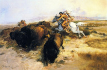 Копия картины "buffalo hunt" художника "рассел чарльз марион"