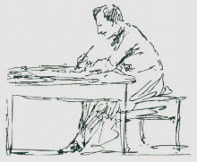 Копия картины "автопортрет за письменным столом" художника "айвазовский иван"