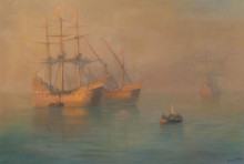 Копия картины "корабли колумба" художника "айвазовский иван"