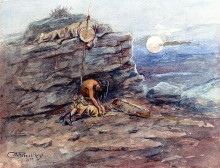 Копия картины "mourning her warrior dead" художника "рассел чарльз марион"