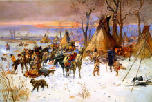 Репродукция картины "indian hunters&#39; return" художника "рассел чарльз марион"