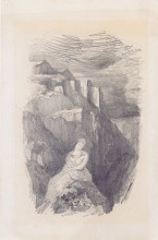 Репродукция картины "woman and the mountain landscape" художника "редон одилон"