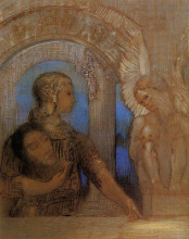 Репродукция картины "the mystical knight (oedipus and the sphinx)" художника "редон одилон"