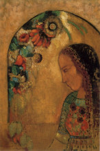 Репродукция картины "lady of the flowers" художника "редон одилон"