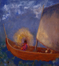 Репродукция картины "mysterious boat" художника "редон одилон"