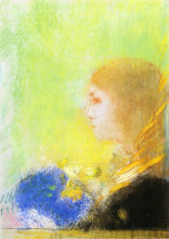 Копия картины "profile of a young girl" художника "редон одилон"