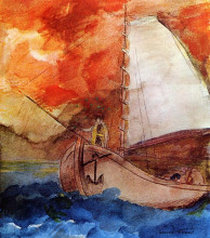 Копия картины "the boat" художника "редон одилон"