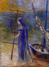 Репродукция картины "the fisherwoman" художника "редон одилон"