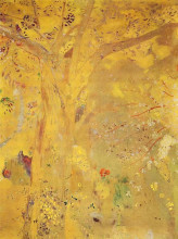 Репродукция картины "tree against a yellow background" художника "редон одилон"