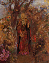 Репродукция картины "buddha walking among the flowers" художника "редон одилон"