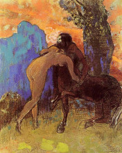 Копия картины "struggle between woman and centaur" художника "редон одилон"