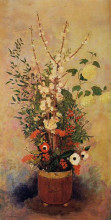 Репродукция картины "vase of flowers with branches of a flowering apple tree" художника "редон одилон"
