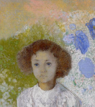 Репродукция картины "portrait of genevieve de gonet as a child" художника "редон одилон"