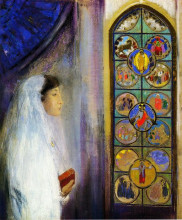 Картина "portrait of simone fayet in holy communion" художника "редон одилон"